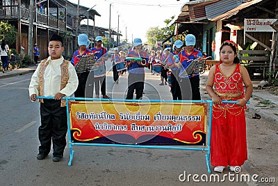 Parade in sport day of primary students. Editorial Stock Photo